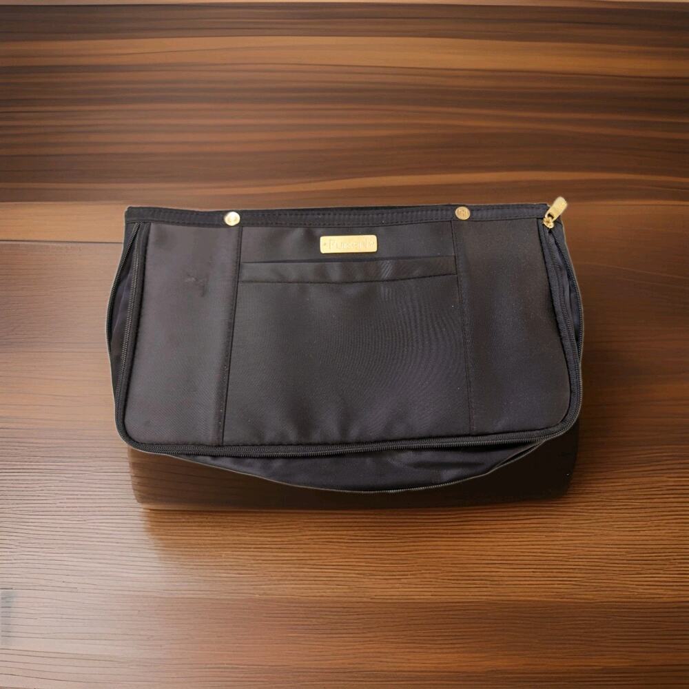 NEW! PurseN Purse Organizer Black Satin, Animal Print Expandable 9 Pockets
